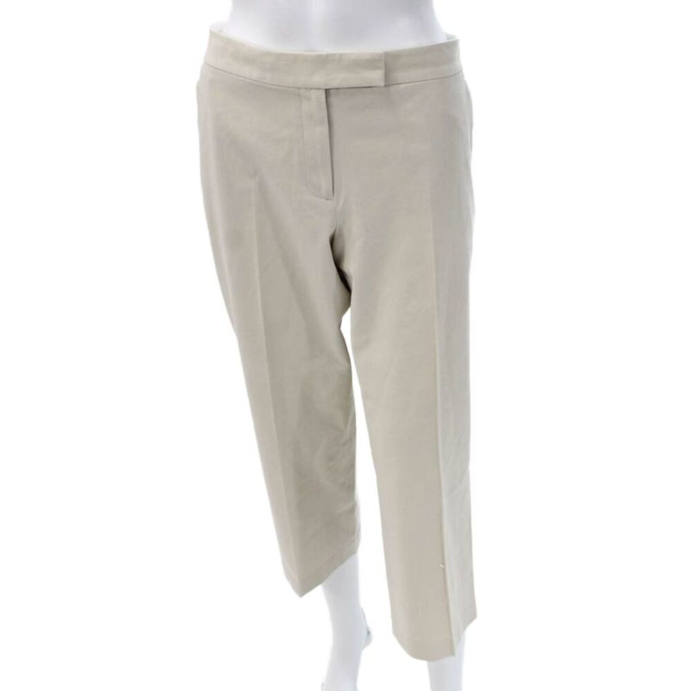 Elie Tahari For Nordstrom Women Cropped Pants Beige Organic Cotton Size 12